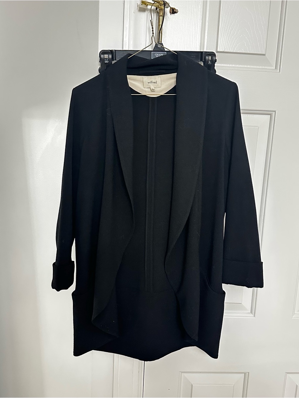 Aritzia Black Open-Front Draped Blazer